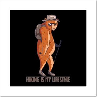 Funny hiking bear graphic, outdoor camping and exploring nature lover, Men Women Posters and Art
